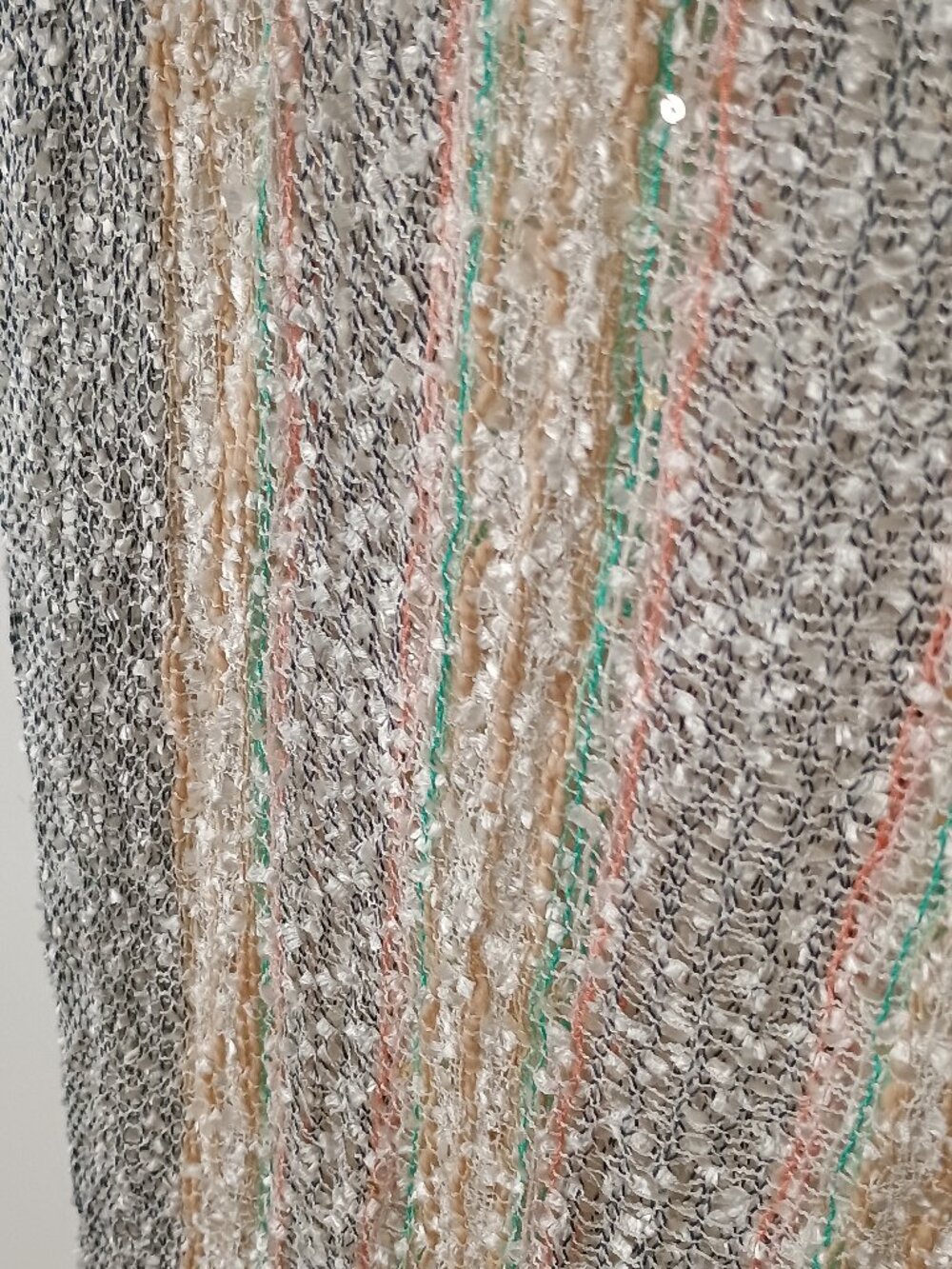 Cejon Metallic Knit Infinity Scarf One Size Multicolor Stripe Open Weave NWT - Picture 5 of 6
